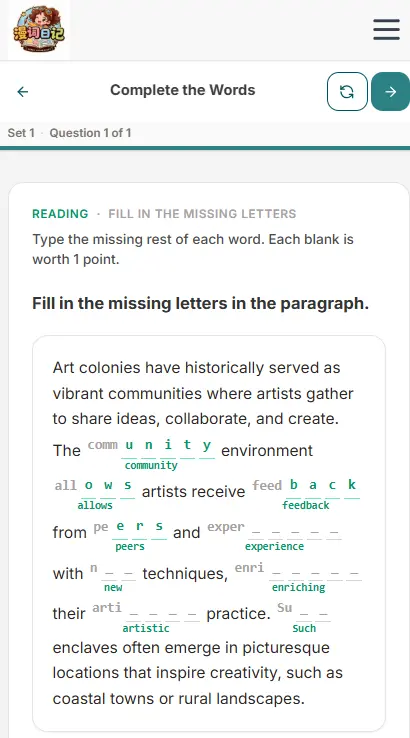 complete the words